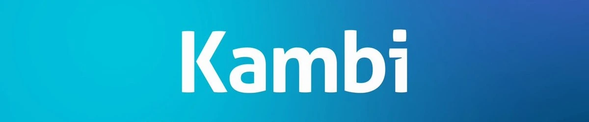 The Kambi logo in white on a blue-to-light-blue gradient background.